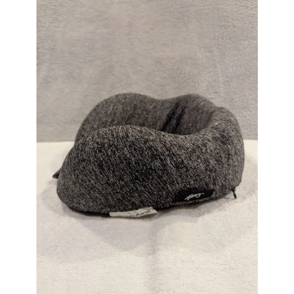 Sealy Gray & Black Travel Neck Pillow Snap Closure Removable Cover